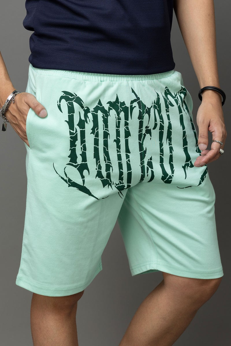 Go Devil Printed Mint Green Shorts For Men - Image 3